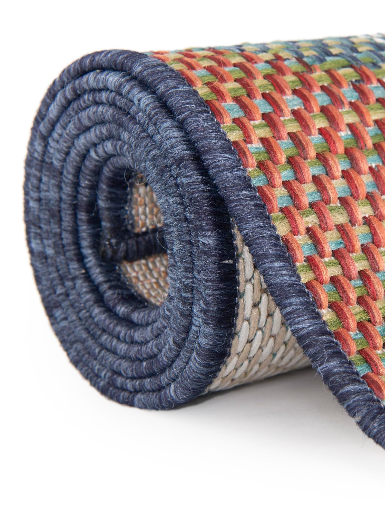 Blue 4' 1 x 4' 1 Baja Outdoor Round Area Rug Weather Resistant for Patio, Deck, Terrace, Balcony, Porch 100% Polypropylene Modern Outside Decor for Sale at Rug Engine