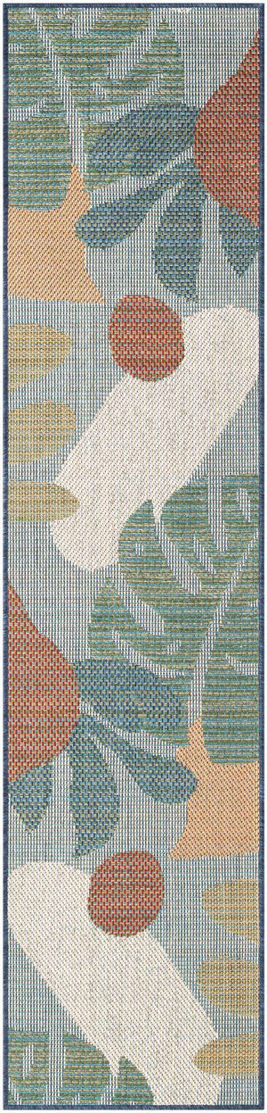 Blue 2' x 8' Baja Outdoor Runner Area Rug Weather Resistant for Patio, Deck, Terrace, Balcony, Porch 100% Polypropylene Modern Outside Decor for Sale at Rug Engine