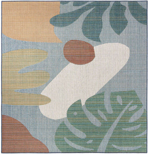 Blue 7' 10 x 7' 10 Baja Outdoor Square Area Rug Weather Resistant for Patio, Deck, Terrace, Balcony, Porch 100% Polypropylene Modern Outside Decor for Sale at Rug Engine