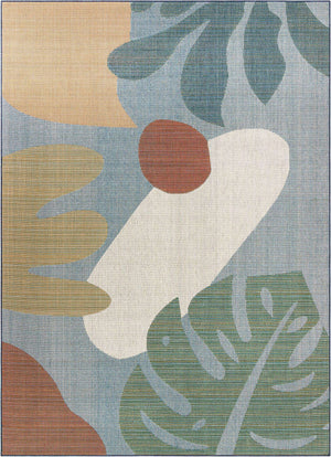 Blue 9' x 12' Baja Outdoor Rectangle Area Rug Weather Resistant for Patio, Deck, Terrace, Balcony, Porch 100% Polypropylene Modern Outside Decor for Sale at Rug Engine
