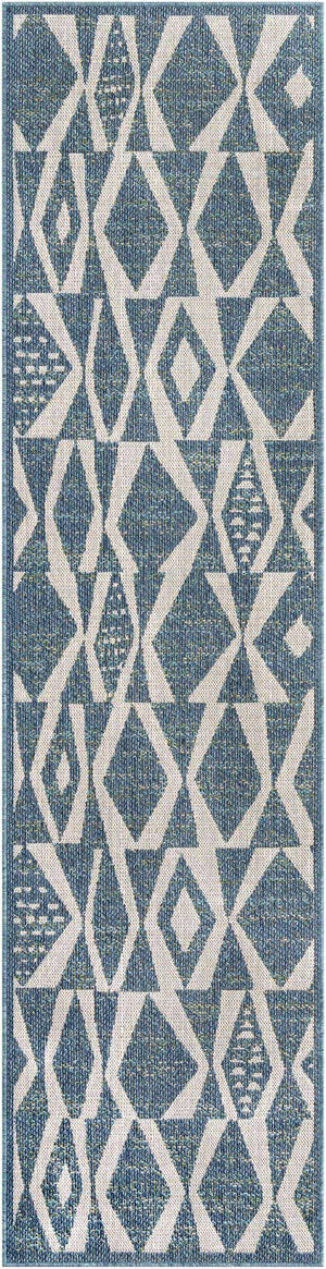 Blue 2' 7 x 10' Baja Outdoor Runner Area Rug Weather Resistant for Patio, Deck, Terrace, Balcony, Porch 100% Polypropylene Modern Outside Decor for Sale at Rug Engine