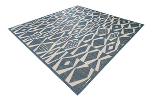 Blue 10' x 10' Baja Outdoor Square Area Rug Weather Resistant for Patio, Deck, Terrace, Balcony, Porch 100% Polypropylene Modern Outside Decor for Sale at Rug Engine