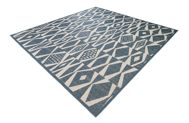 Blue 10' x 10' Baja Outdoor Square Area Rug Weather Resistant for Patio, Deck, Terrace, Balcony, Porch 100% Polypropylene Modern Outside Decor for Sale at Rug Engine