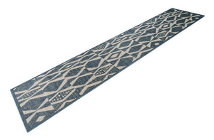 Blue 2' 7 x 12' Baja Outdoor Runner Area Rug Weather Resistant for Patio, Deck, Terrace, Balcony, Porch 100% Polypropylene Modern Outside Decor for Sale at Rug Engine