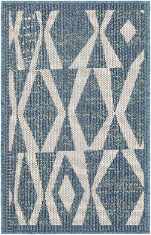 Blue 2' x 3' 1 Baja Outdoor Rectangle Area Rug Weather Resistant for Patio, Deck, Terrace, Balcony, Porch 100% Polypropylene Modern Outside Decor for Sale at Rug Engine
