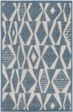 Blue 4' 1 x 6' 1 Baja Outdoor Rectangle Area Rug Weather Resistant for Patio, Deck, Terrace, Balcony, Porch 100% Polypropylene Modern Outside Decor for Sale at Rug Engine