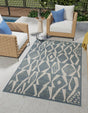 Blue 5' 3 x 8' Baja Outdoor Rectangle Area Rug Weather Resistant for Patio, Deck, Terrace, Balcony, Porch 100% Polypropylene Modern Outside Decor for Sale at Rug Engine
