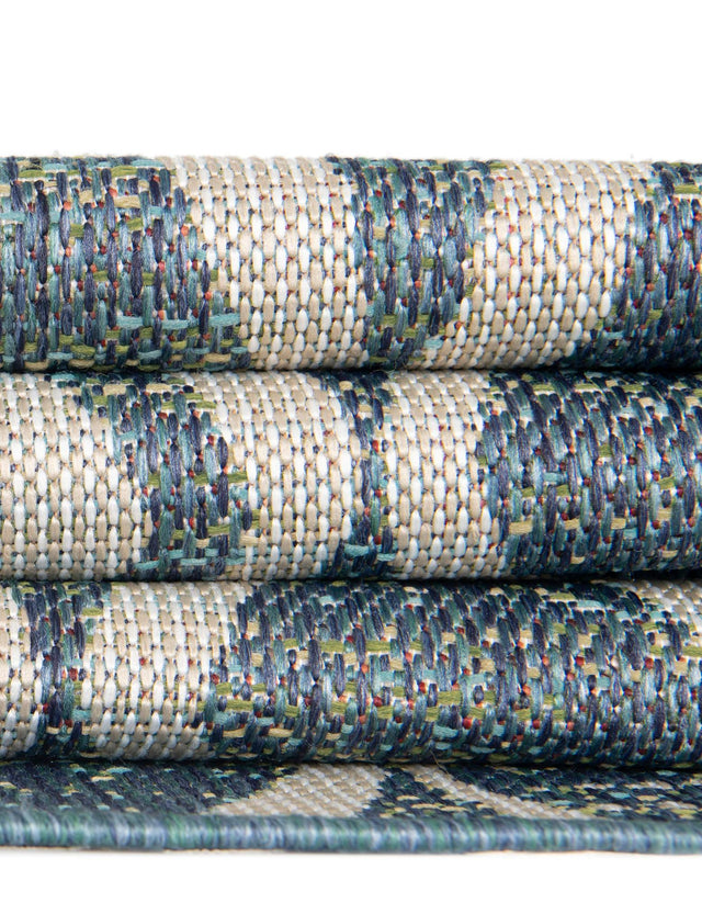 Blue 9' x 12' Baja Outdoor Rectangle Area Rug Weather Resistant for Patio, Deck, Terrace, Balcony, Porch 100% Polypropylene Modern Outside Decor for Sale at Rug Engine