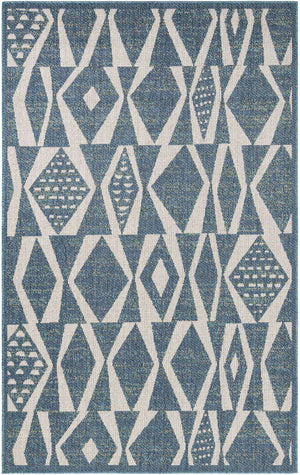 Blue 5' 3 x 8' Baja Outdoor Rectangle Area Rug Weather Resistant for Patio, Deck, Terrace, Balcony, Porch 100% Polypropylene Modern Outside Decor for Sale at Rug Engine