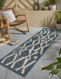 Blue 2' x 5' 1 Baja Outdoor Runner Area Rug Weather Resistant for Patio, Deck, Terrace, Balcony, Porch 100% Polypropylene Modern Outside Decor for Sale at Rug Engine