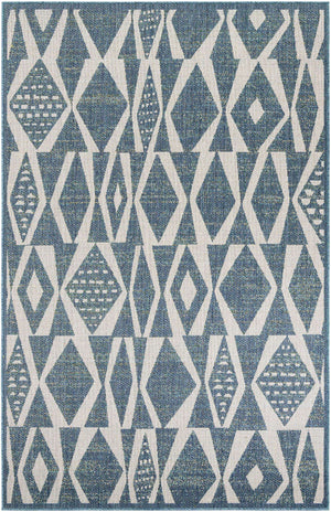 Blue 6' 1 x 9' Baja Outdoor Rectangle Area Rug Weather Resistant for Patio, Deck, Terrace, Balcony, Porch 100% Polypropylene Modern Outside Decor for Sale at Rug Engine