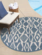 Blue 4' 1 x 4' 1 Baja Outdoor Round Area Rug Weather Resistant for Patio, Deck, Terrace, Balcony, Porch 100% Polypropylene Modern Outside Decor for Sale at Rug Engine
