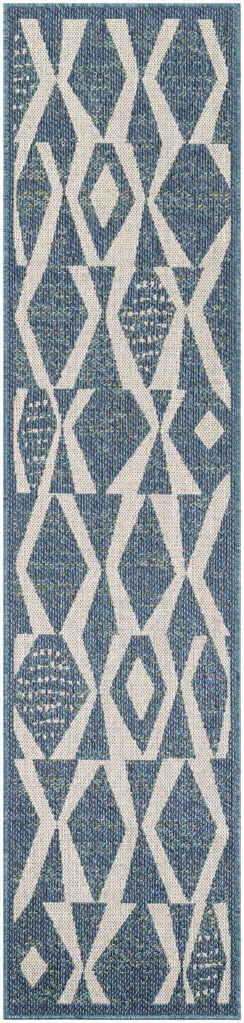 Blue 2' x 8' Baja Outdoor Runner Area Rug Weather Resistant for Patio, Deck, Terrace, Balcony, Porch 100% Polypropylene Modern Outside Decor for Sale at Rug Engine