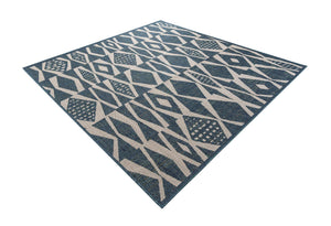 Blue 7' 10 x 7' 10 Baja Outdoor Square Area Rug Weather Resistant for Patio, Deck, Terrace, Balcony, Porch 100% Polypropylene Modern Outside Decor for Sale at Rug Engine