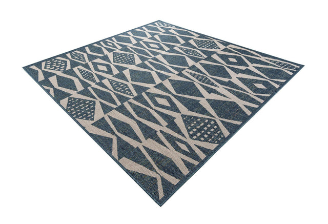 Blue 7' 10 x 7' 10 Baja Outdoor Square Area Rug Weather Resistant for Patio, Deck, Terrace, Balcony, Porch 100% Polypropylene Modern Outside Decor for Sale at Rug Engine
