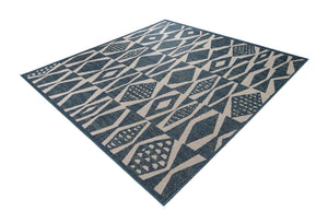 Blue 7' 10 x 7' 10 Baja Outdoor Square Area Rug Weather Resistant for Patio, Deck, Terrace, Balcony, Porch 100% Polypropylene Modern Outside Decor for Sale at Rug Engine