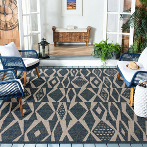 Blue 7' 10 x 7' 10 Baja Outdoor Square Area Rug Weather Resistant for Patio, Deck, Terrace, Balcony, Porch 100% Polypropylene Modern Outside Decor for Sale at Rug Engine