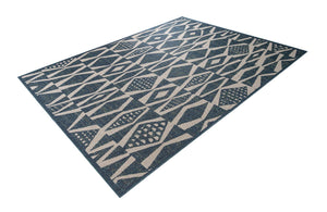 Blue 7' 10 x 10' Baja Outdoor Rectangle Area Rug Weather Resistant for Patio, Deck, Terrace, Balcony, Porch 100% Polypropylene Modern Outside Decor for Sale at Rug Engine