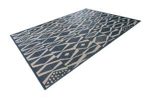 Blue 9' x 12' Baja Outdoor Rectangle Area Rug Weather Resistant for Patio, Deck, Terrace, Balcony, Porch 100% Polypropylene Modern Outside Decor for Sale at Rug Engine