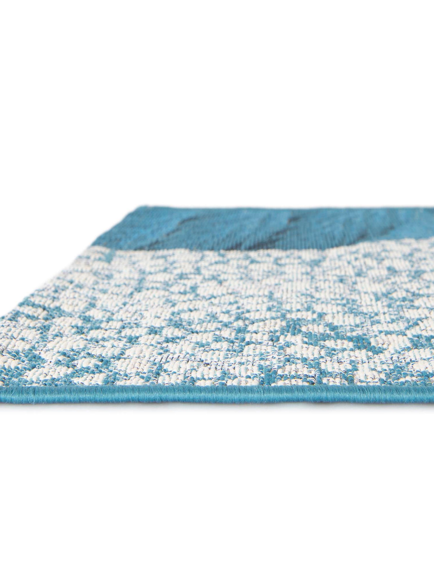 Blue and Ivory 5' 3 x 8' Outdoor Modern Rectangle Area Rug Weather Resistant for Patio, Deck, Terrace, Balcony, Porch 100% Polypropylene Modern Outside Carpet for Sale at Rug Engine