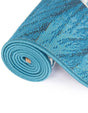Blue and Ivory 2' 7 x 12' Outdoor Modern Runner Area Rug Weather Resistant for Patio, Deck, Terrace, Balcony, Porch 100% Polypropylene Modern Outside Carpet for Sale at Rug Engine