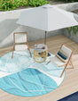 Blue and Ivory 4' 1 x 4' 1 Outdoor Modern Round Area Rug Weather Resistant for Patio, Deck, Terrace, Balcony, Porch 100% Polypropylene Modern Outside Carpet for Sale at Rug Engine