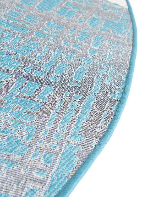 Blue and Ivory 10' x 10' Outdoor Modern Round Area Rug Weather Resistant for Patio, Deck, Terrace, Balcony, Porch 100% Polypropylene Modern Outside Carpet for Sale at Rug Engine