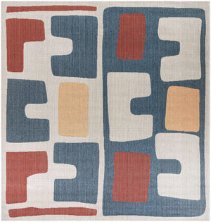 Ivory and Blue 10' x 10' Baja Outdoor Square Area Rug Weather Resistant for Patio, Deck, Terrace, Balcony, Porch 100% Polypropylene Modern Outside Decor for Sale at Rug Engine