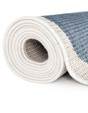 Ivory and Blue 5' 3 x 8' Baja Outdoor Rectangle Area Rug Weather Resistant for Patio, Deck, Terrace, Balcony, Porch 100% Polypropylene Modern Outside Decor for Sale at Rug Engine