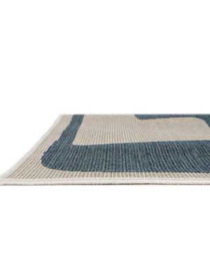 Ivory and Blue 2' x 5' 1 Baja Outdoor Runner Area Rug Weather Resistant for Patio, Deck, Terrace, Balcony, Porch 100% Polypropylene Modern Outside Decor for Sale at Rug Engine