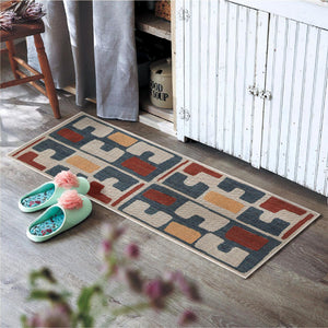 Ivory and Blue 2' x 8' Baja Outdoor Runner Area Rug Weather Resistant for Patio, Deck, Terrace, Balcony, Porch 100% Polypropylene Modern Outside Decor for Sale at Rug Engine