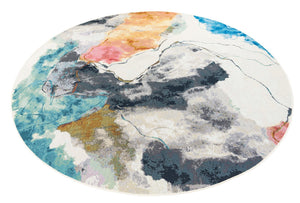 Multicolor 10' x 10' Outdoor Modern Round Area Rug Weather Resistant for Patio, Deck, Terrace, Balcony, Porch 100% Polypropylene Modern Outside Carpet for Sale at Rug Engine