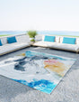 Multicolor 4' 1 x 6' 1 Outdoor Modern Rectangle Area Rug Weather Resistant for Patio, Deck, Terrace, Balcony, Porch 100% Polypropylene Modern Outside Carpet for Sale at Rug Engine