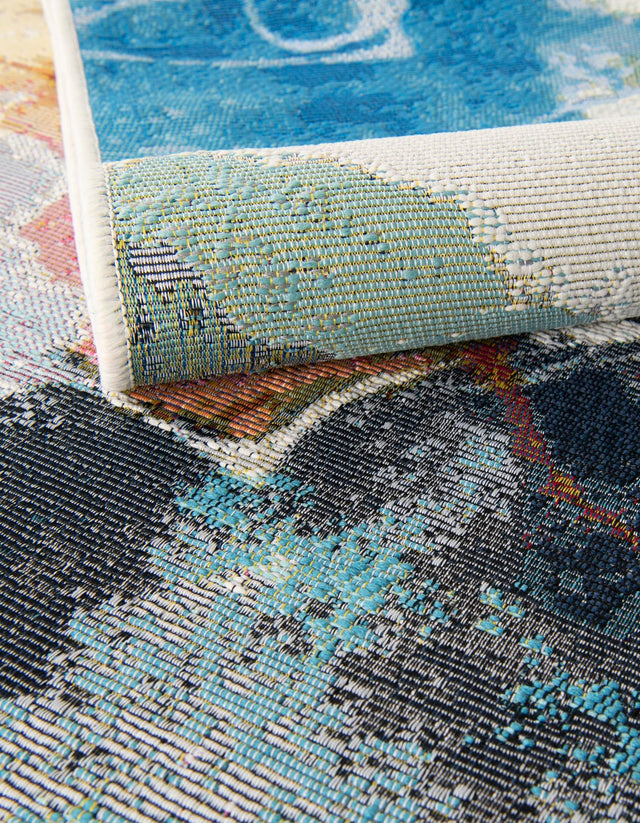 Multicolor 9' x 12' Outdoor Modern Rectangle Area Rug Weather Resistant for Patio, Deck, Terrace, Balcony, Porch 100% Polypropylene Modern Outside Carpet for Sale at Rug Engine