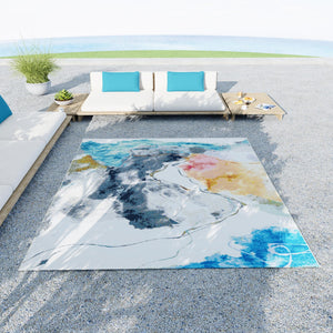 Multicolor 9' x 12' Outdoor Modern Rectangle Area Rug Weather Resistant for Patio, Deck, Terrace, Balcony, Porch 100% Polypropylene Modern Outside Carpet for Sale at Rug Engine