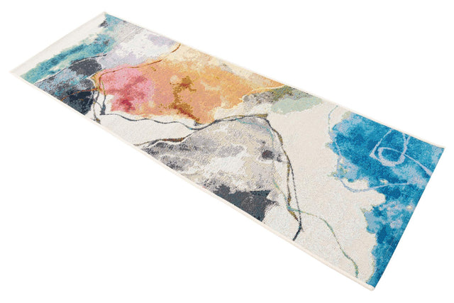 Multicolor 2' x 6' 1 Outdoor Modern Runner Area Rug Weather Resistant for Patio, Deck, Terrace, Balcony, Porch 100% Polypropylene Modern Outside Carpet for Sale at Rug Engine