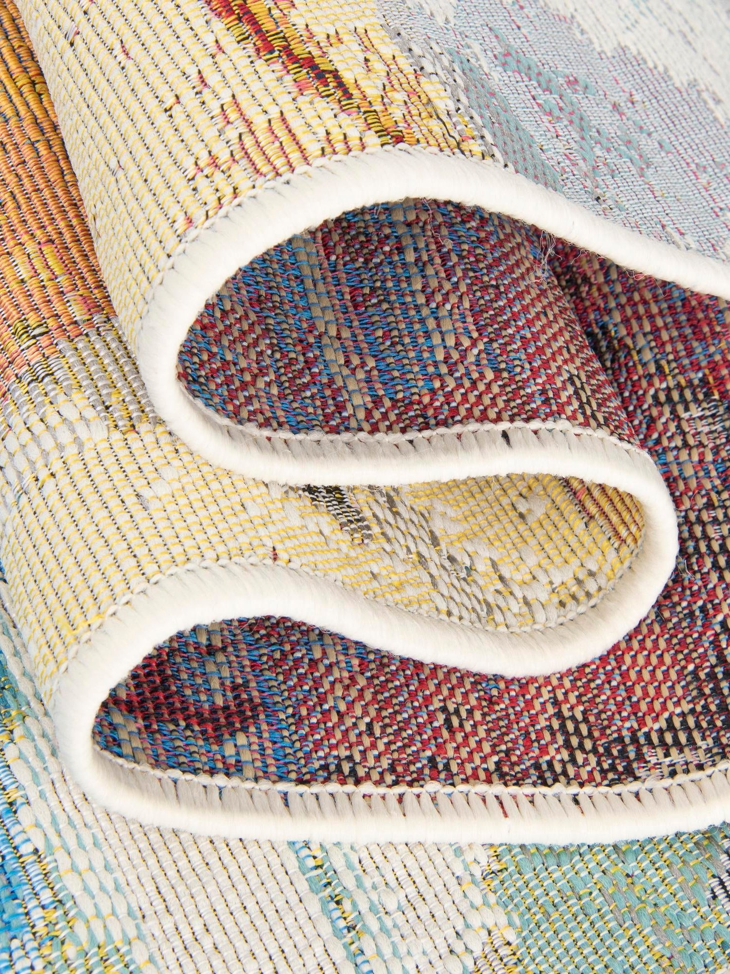 Multicolor 2' x 5' 1 Outdoor Modern Runner Area Rug Weather Resistant for Patio, Deck, Terrace, Balcony, Porch 100% Polypropylene Modern Outside Carpet for Sale at Rug Engine