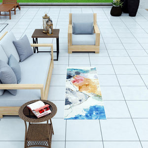 Multicolor 2' x 6' 1 Outdoor Modern Runner Area Rug Weather Resistant for Patio, Deck, Terrace, Balcony, Porch 100% Polypropylene Modern Outside Carpet for Sale at Rug Engine