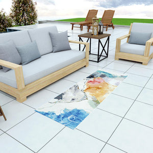 Multicolor 2' 7 x 10' Outdoor Modern Runner Area Rug Weather Resistant for Patio, Deck, Terrace, Balcony, Porch 100% Polypropylene Modern Outside Carpet for Sale at Rug Engine