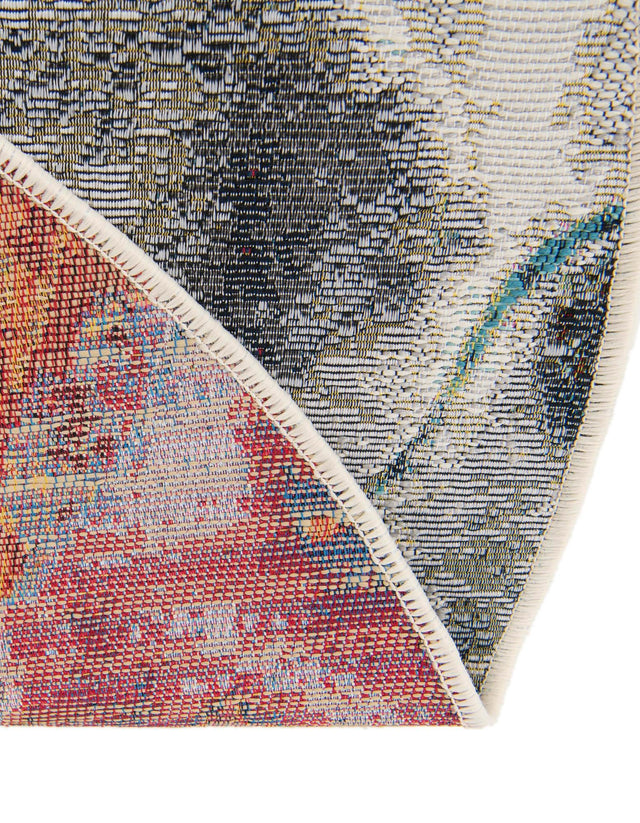 Multicolor 3' 3 x 3' 3 Outdoor Modern Round Area Rug Weather Resistant for Patio, Deck, Terrace, Balcony, Porch 100% Polypropylene Modern Outside Carpet for Sale at Rug Engine
