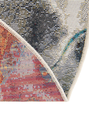 Multicolor 7' 10 x 7' 10 Outdoor Modern Round Area Rug Weather Resistant for Patio, Deck, Terrace, Balcony, Porch 100% Polypropylene Modern Outside Carpet for Sale at Rug Engine