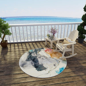 Multicolor 6' 1 x 6' 1 Outdoor Modern Round Area Rug Weather Resistant for Patio, Deck, Terrace, Balcony, Porch 100% Polypropylene Modern Outside Carpet for Sale at Rug Engine