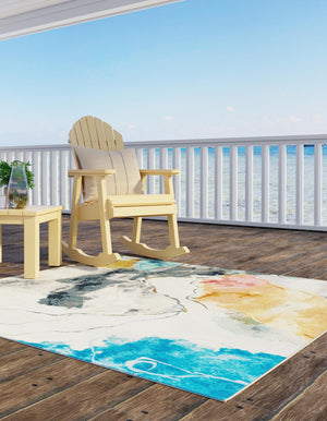 Multicolor 10' x 10' Outdoor Modern Square Area Rug Weather Resistant for Patio, Deck, Terrace, Balcony, Porch 100% Polypropylene Modern Outside Carpet for Sale at Rug Engine