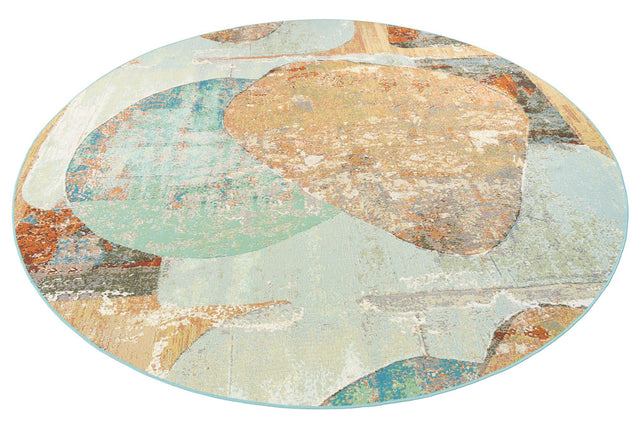 Multicolor 10' x 10' Outdoor Modern Round Area Rug Weather Resistant for Patio, Deck, Terrace, Balcony, Porch 100% Polypropylene Modern Outside Carpet for Sale at Rug Engine