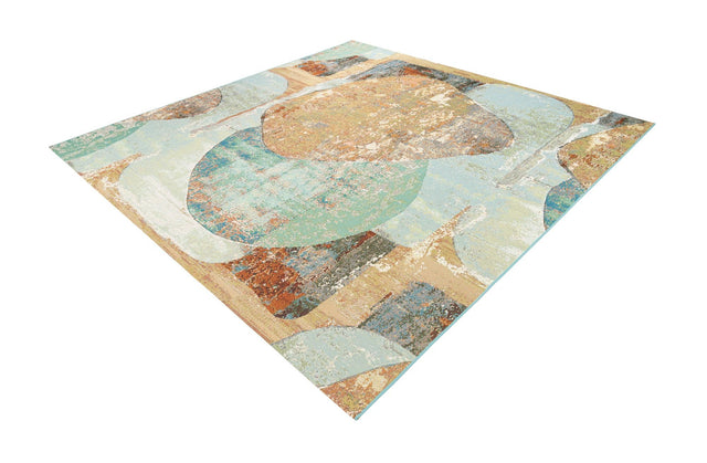 Multicolor 10' x 10' Outdoor Modern Square Area Rug Weather Resistant for Patio, Deck, Terrace, Balcony, Porch 100% Polypropylene Modern Outside Carpet for Sale at Rug Engine