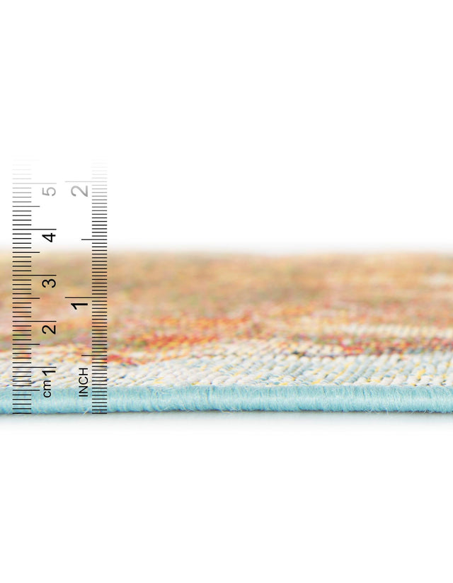 Multicolor 6' 1 x 6' 1 Outdoor Modern Round Area Rug Weather Resistant for Patio, Deck, Terrace, Balcony, Porch 100% Polypropylene Modern Outside Carpet for Sale at Rug Engine