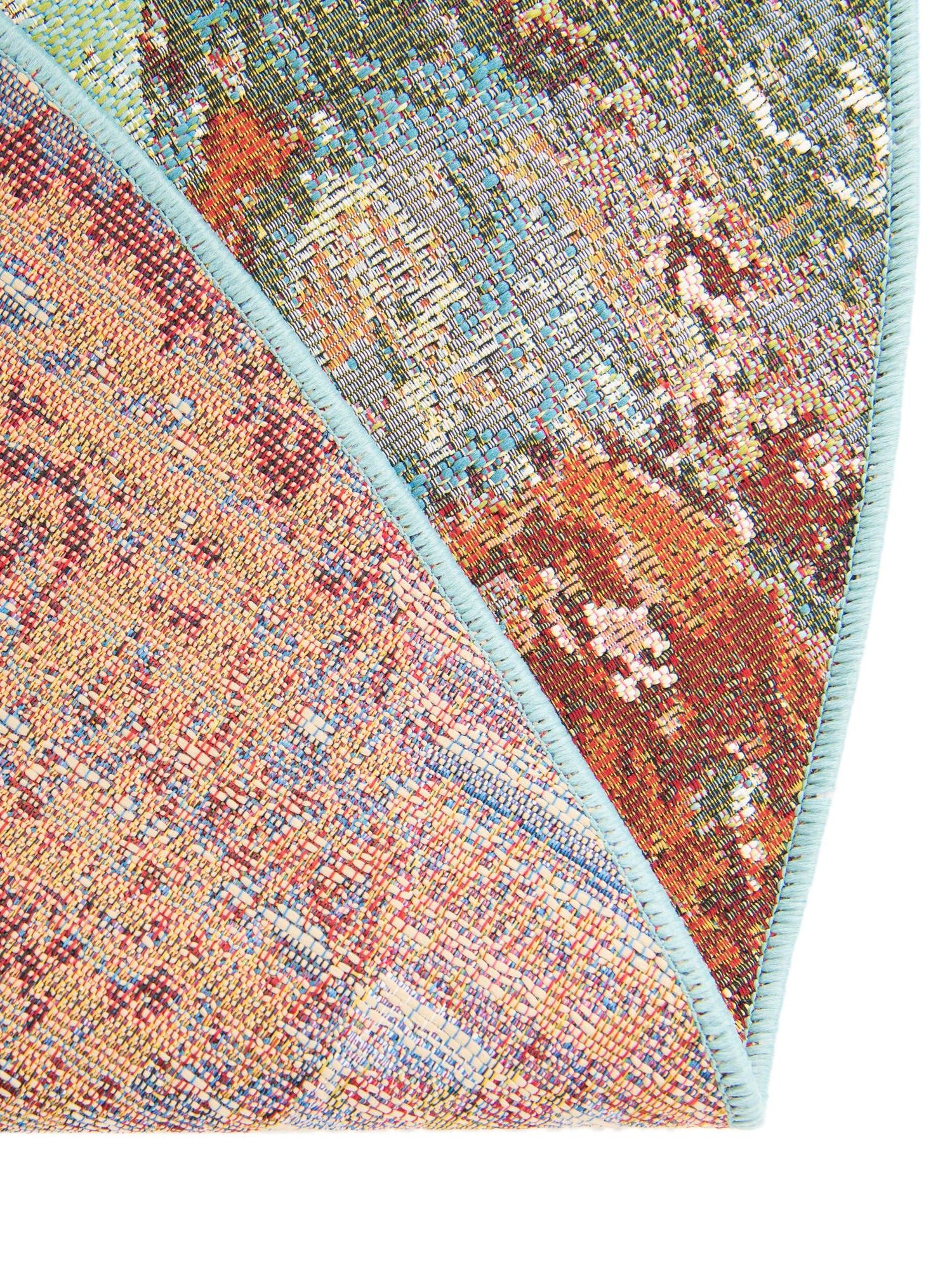 Multicolor 7' 10 x 7' 10 Outdoor Modern Round Area Rug Weather Resistant for Patio, Deck, Terrace, Balcony, Porch 100% Polypropylene Modern Outside Carpet for Sale at Rug Engine