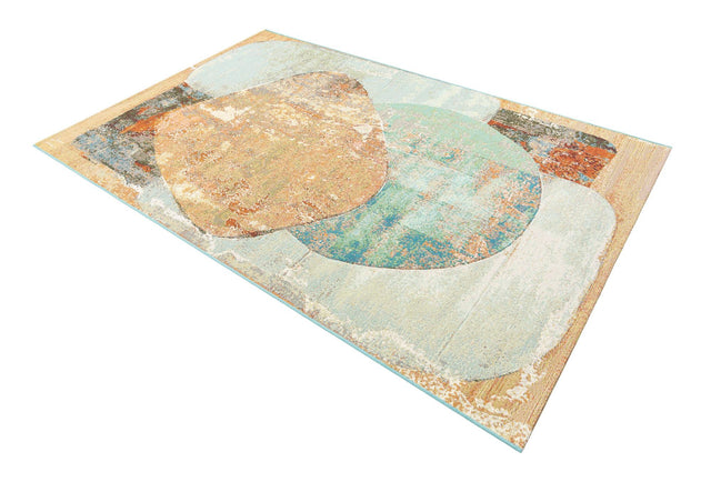 Multicolor 5' 3 x 8' Outdoor Modern Rectangle Area Rug Weather Resistant for Patio, Deck, Terrace, Balcony, Porch 100% Polypropylene Modern Outside Carpet for Sale at Rug Engine