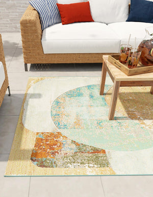 Multicolor 7' 10 x 10' Outdoor Modern Rectangle Area Rug Weather Resistant for Patio, Deck, Terrace, Balcony, Porch 100% Polypropylene Modern Outside Carpet for Sale at Rug Engine