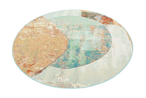 Multicolor 6' 1 x 6' 1 Outdoor Modern Round Area Rug Weather Resistant for Patio, Deck, Terrace, Balcony, Porch 100% Polypropylene Modern Outside Carpet for Sale at Rug Engine
